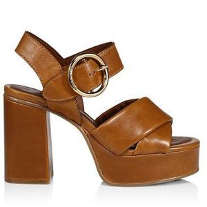 See by Chloe Lyna Platform Heel Sandals Tan -7